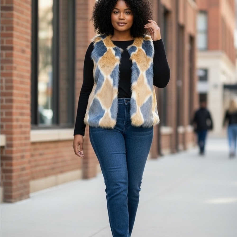 Chic Multicolor Faux Fur Vest for Women